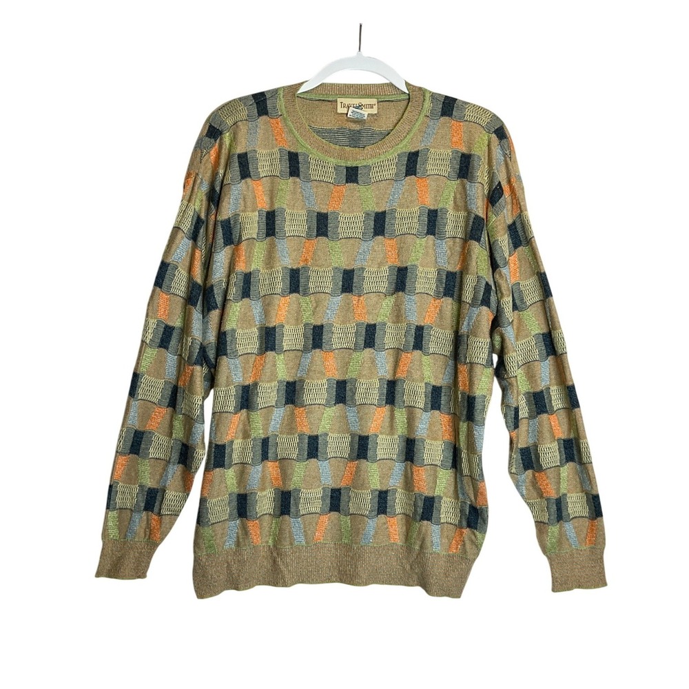 Vintage Travel Smith Colorful‎ 80s 90s Pullover Spring Sweater Grandpacore  L